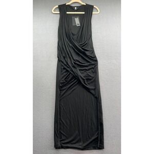 VERLAINE Dress Womens Sz S Black Cross Drape Sleeveless Maxi